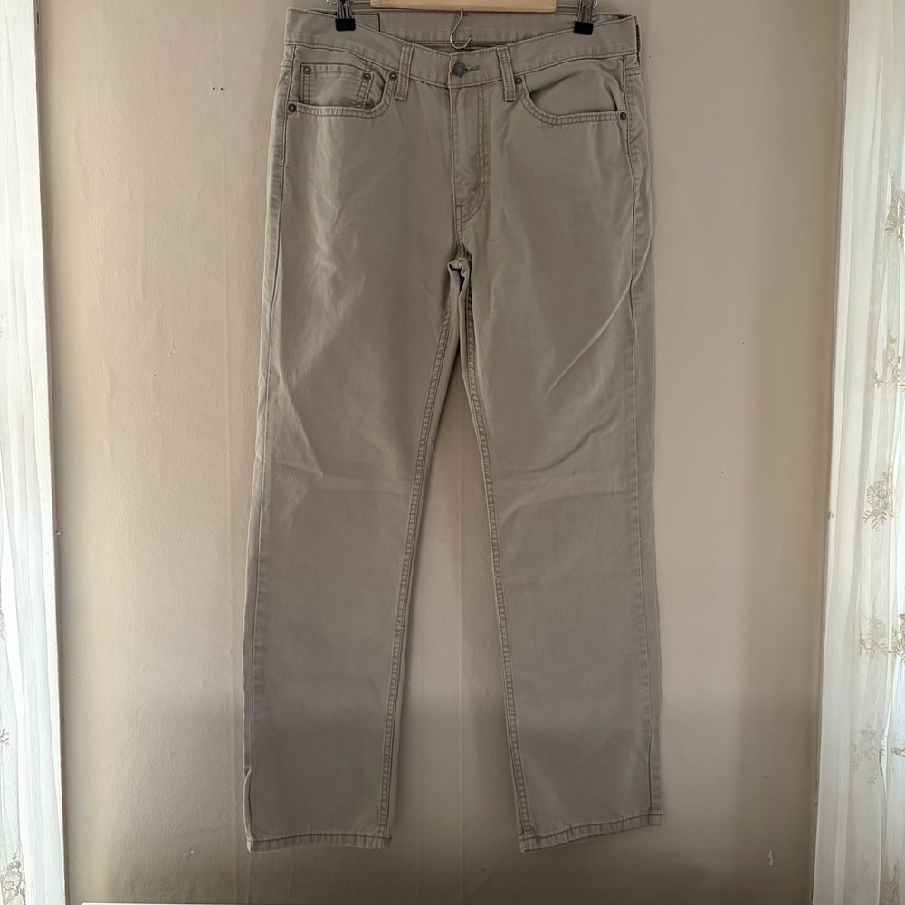 Levis Mens 514 Straight Khaki Jeans Size 33x32 Casual Tan Workwear Cotton